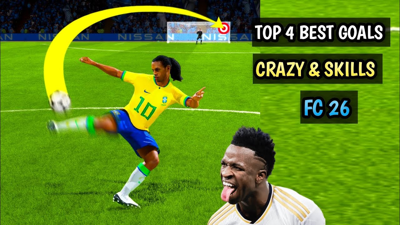 Top 4 Best Goals Crazy & Skills | Ea Sports Fc Mobile | How To Goal In Fc Mobile Easily 😲