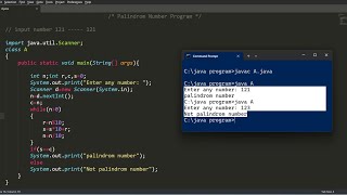 program to check number is Palindrome or Not |  java program