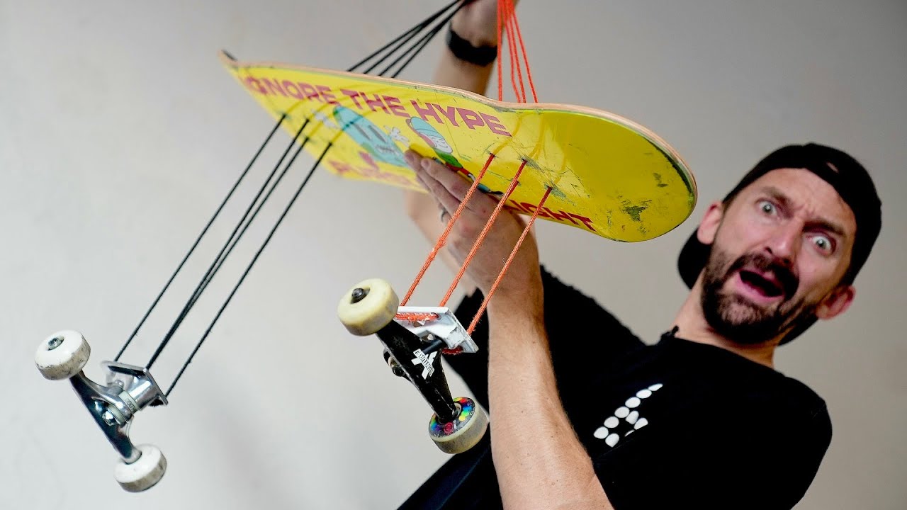 ATTACHING SHOES AND TRUCKS TO A SKATEBOARD WITH ROPE! - YouTube