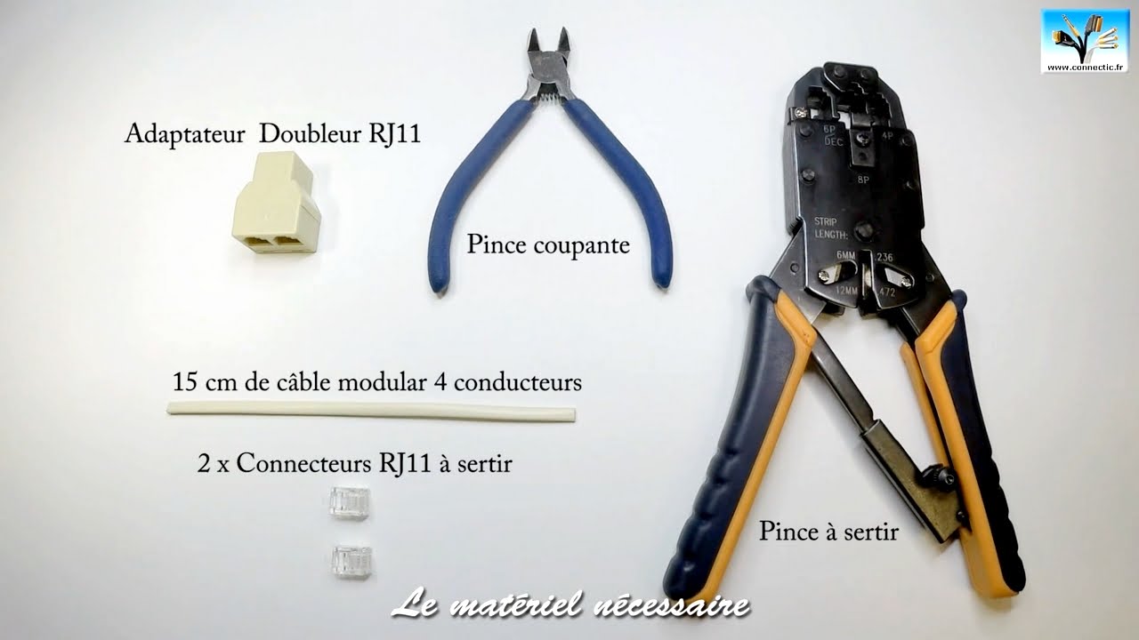 Comment fabriquer/monter un Adaptateur Doubleur 1 x RJ11 mâle - 2 x RJ11  femelles 