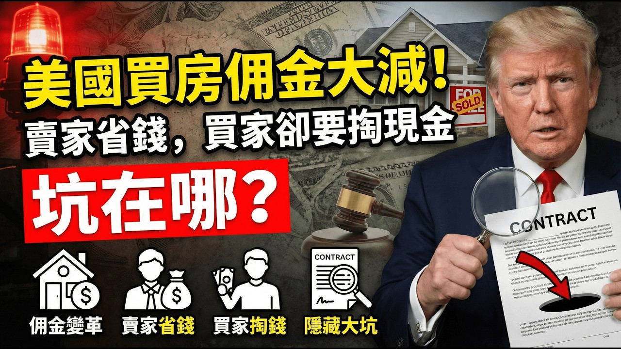 美國買房佣金大減！賣家省錢，買家卻要掏現金，坑在哪？