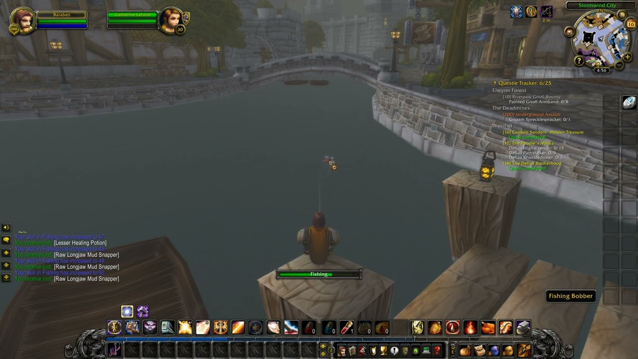 Fishing in Stormwind for 12 minutes and 24 seconds. (Background music and water sounds) Classic WoW