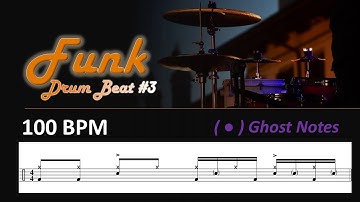 Drum beat with transcription | Funk groove with Ghost Notes BPM 100