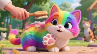 Rainbow Kitten 🐱🌈 Animal Park Grooming 🪥 | Paw Mitt Brush Song | Nursery Rhymes