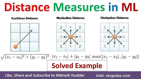 Find Distance using Euclidean Manhattan Chebyshev Distance formula Solved Example by Mahesh Huddar