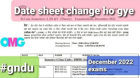 Date sheet change ho gye#gndu #2022 #exams #december