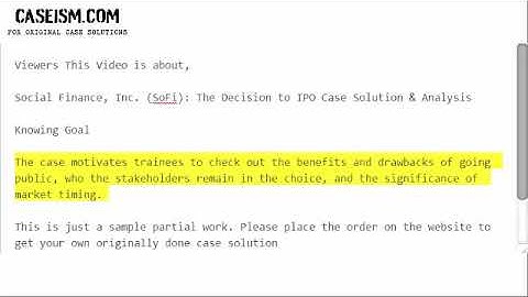 Social Finance, Inc. (SoFi): The Decision to IPO Case Solution & Analysis