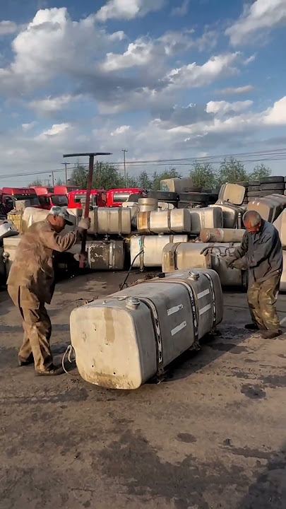 The process of recycling and reusing large truck fuel tanks #xcavator