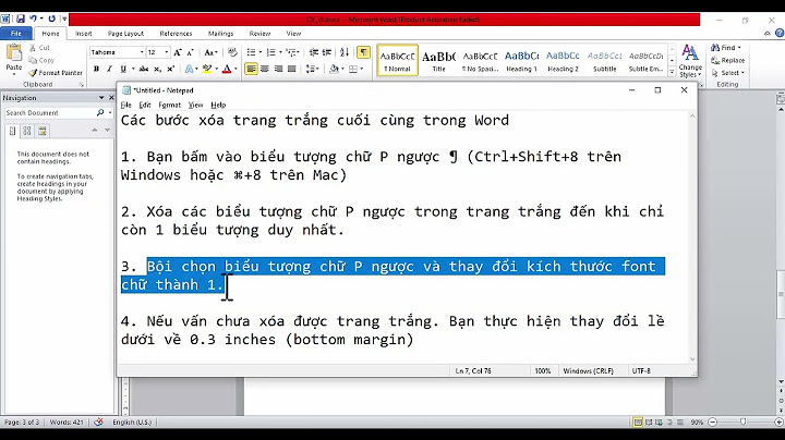 Hướng dẫn cxoas cắt trang trống trong word