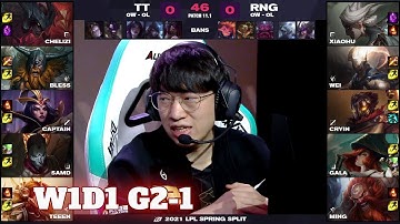 TT vs RNG - Game 1 | Week 2 Day 1 LPL Spring 2021 | TT vs Royal Never Give Up G1
