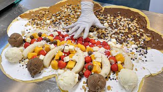 The world's largest nutella, fresh cream, fruit crepe -  korean street food