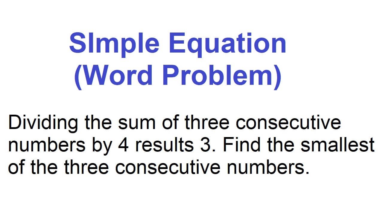Simple Equation (Word Problem) - YouTube