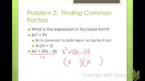 Algebra 2 Factoring Quadratic Expressions (4-4)