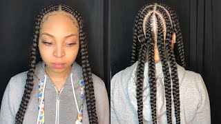 JUMBO TRIBAL BRAIDS | INSPIRED POP SMOKE BRAIDS l Natural Hair & Relaxed Hair Friendly