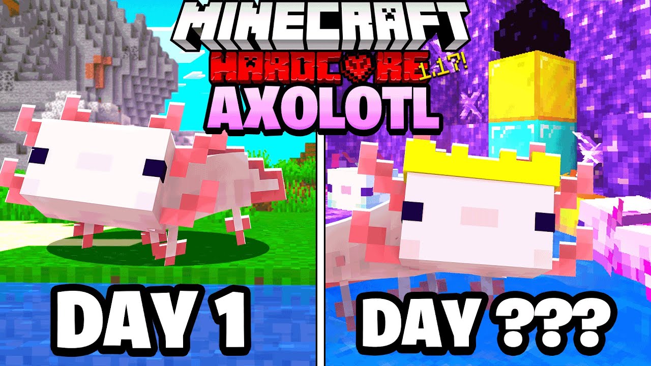 100 Days Hardcore as an AXOLOTL to beat Minecraft 1.17