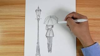 umbrella under drawing easy holding