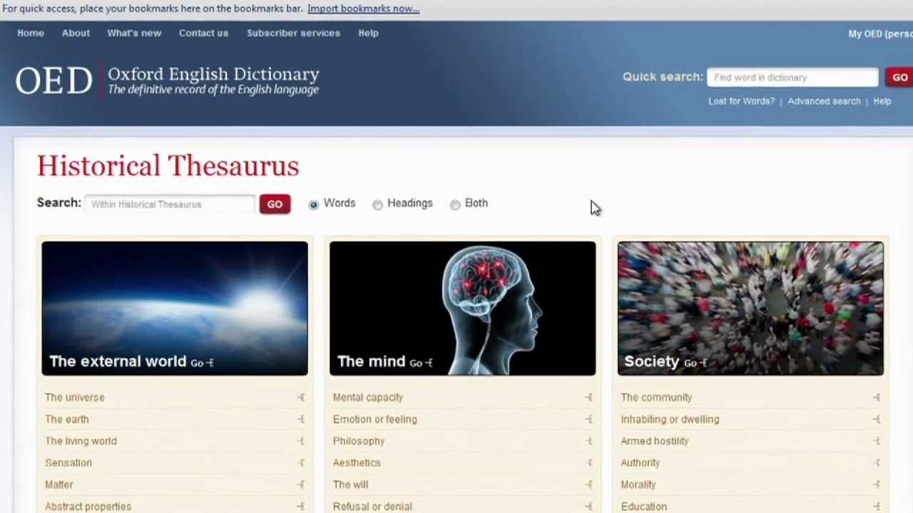 Historical Thesaurus of the Oxford English Dictionary (2) exploring change YouTube
