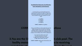 Certified Pool Operator Certification  Exam Questions and Answers