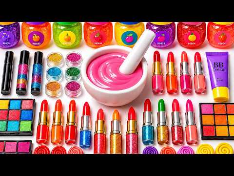 Satisfying Slime ASMR 🌈  DIY Making Cloud Rainbow Slime Mixing Makeup Lipstick Glitters BB Cream
