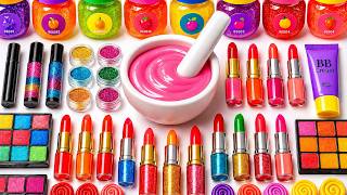 Satisfying Slime ASMR 🌈  DIY Making Cloud Rainbow Slime Mixing Makeup Lipstick Glitters BB Cream