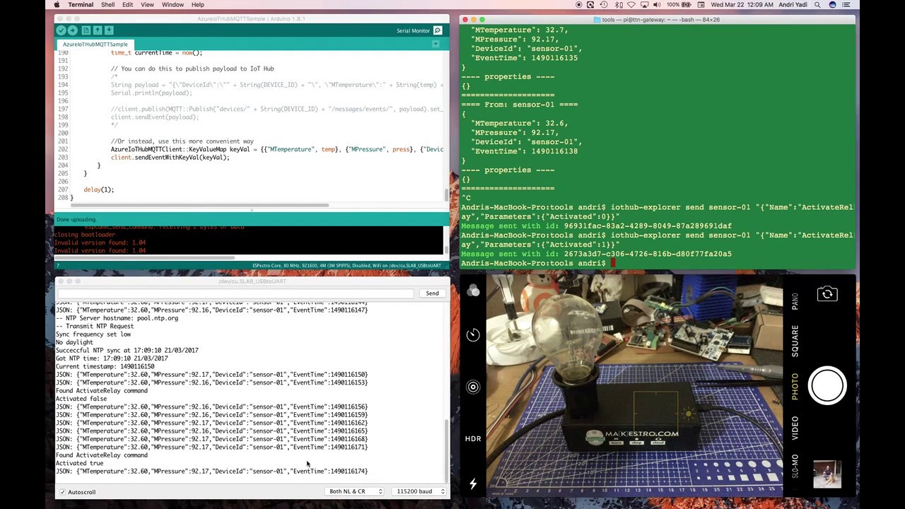 Demo - Publish telemetry data to and send command from Azure IoT Hub ...