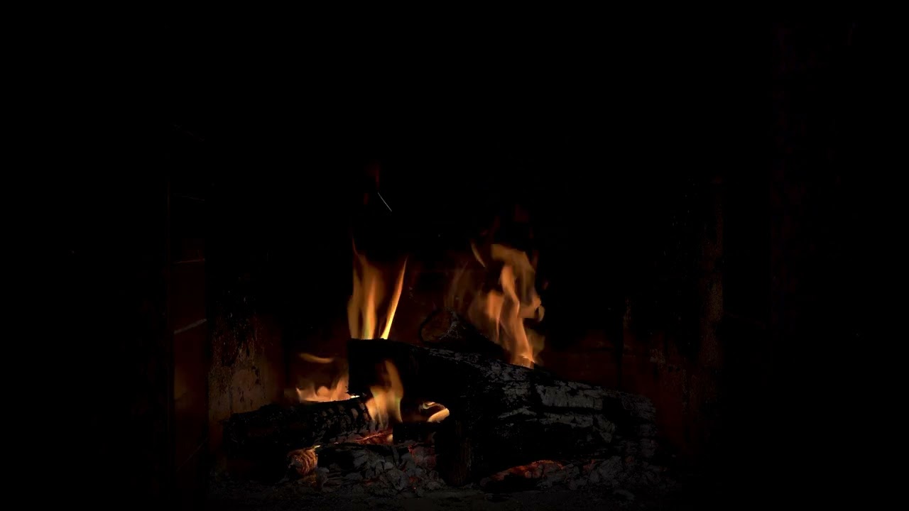 🔥 Relaxing Fireplace (3 Hours) with Burning Logs and Crackling Fire Sounds Black Screen 4K UHD