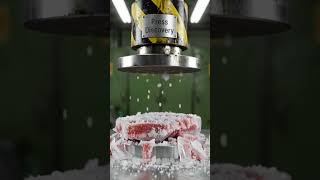 Hydraulic Press vs Frozen Meat Block 🧊💥#HydraulicPress #Shorts #Satisfying #PressDiscovery