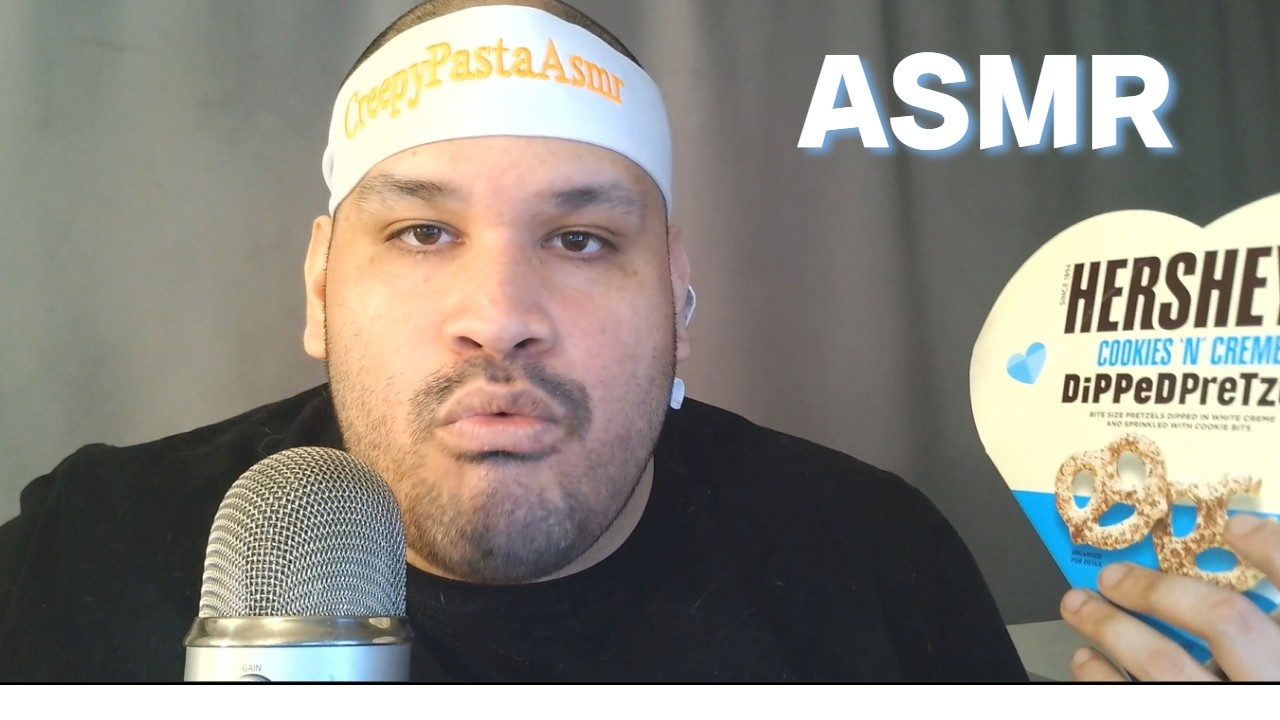 Asmr Eating Hersheys Cookies N Creme Dipped Pretzels on Valentines Day