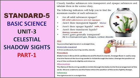 CLASS - 5 | ENGLISH MEDIUM | BASIC SCIENCE | UNIT - 3 | CELESTIAL SHADOW SIGHTS | PART - 1