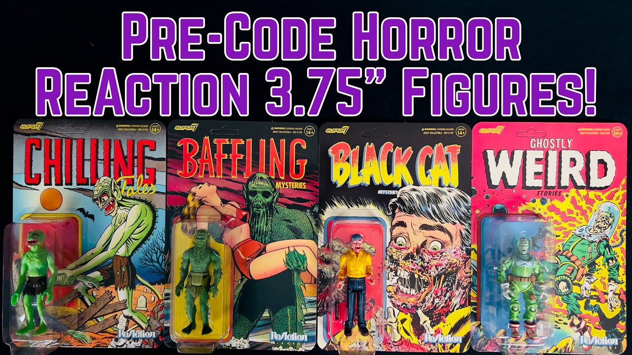 Super7: Pre-Code Horror Radium Man, Graveyard Ghoul, Seaweed Monster, Commander Ben ReAction Figures