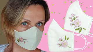 Как сделать МАСКУ С ВЫШИВКОЙ / Hand EMBROIDERY Flowers on Face Mask TUTORIAL / DIY NataliDoma