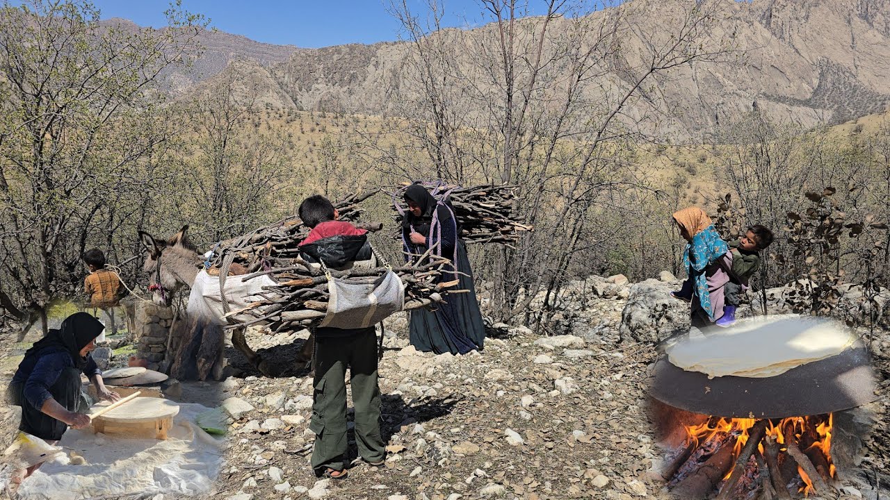 Nomadic life 🌄: From collecting firewood 🔥 to baking traditional bread ...