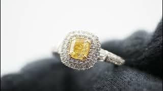 234713072 Natural Fancy Intense  Yellow Diamond 1.01ct　Diamond 0.90ct　PT950/K18YG　7.3g