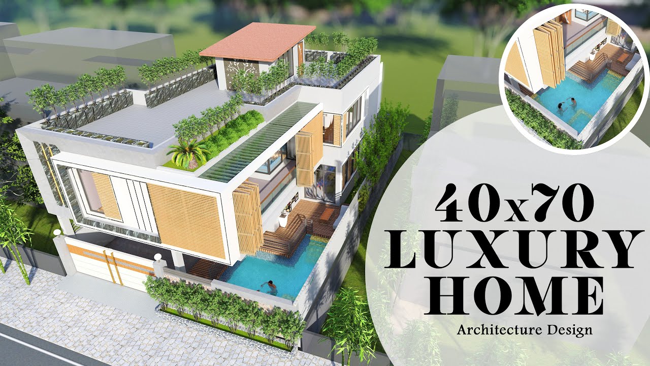 40x70 футов | Проект роскошного дома площадью 2800 кв. футов с бассейном | Дом 12x21 метр | ID-140