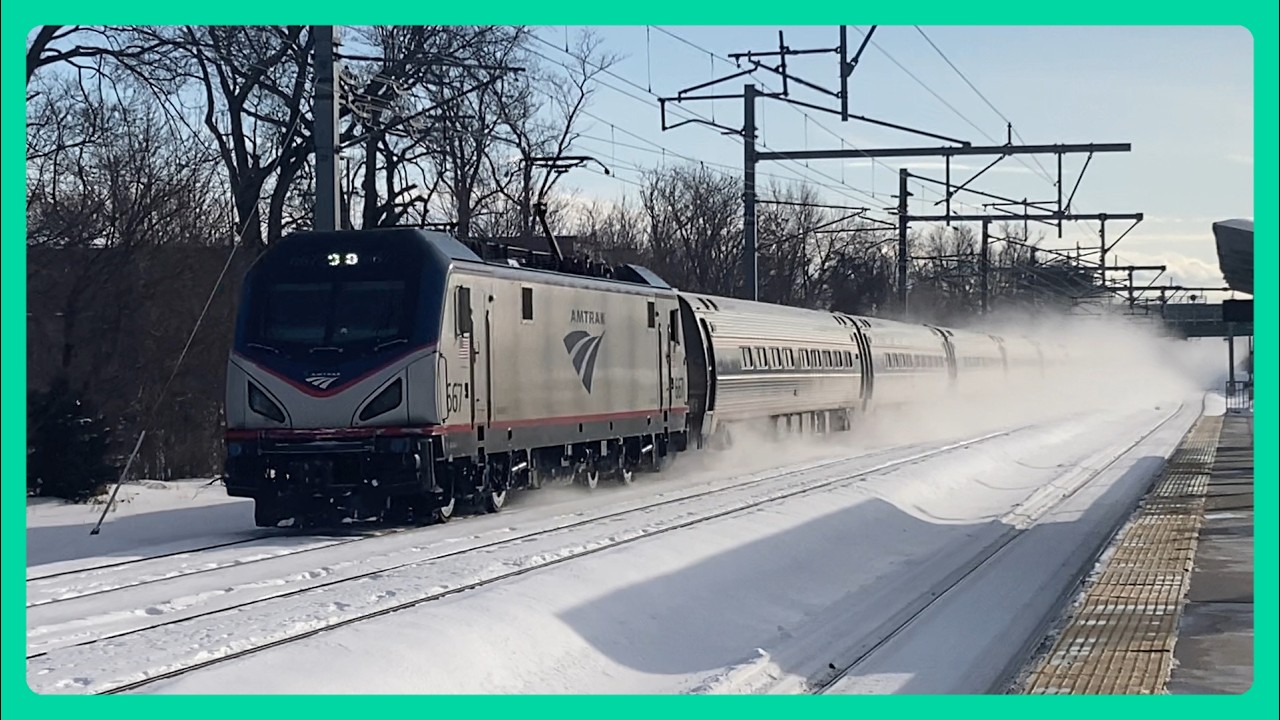 High speed Amtrak trains in the snow! (Winter 2026) - YouTube