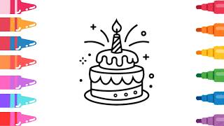 How To Draw Cake Drawing, Painting & Coloring For Kids and Toddlers_🌈🎨@TenMinuteDrawing