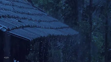 Listen & Sleep Instantly with Heavy Rain and Thunder on Roof of Cabin at Night