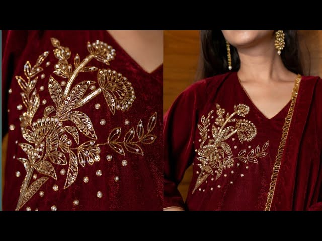 embroidery dress designs pinterest Simple neck design , Follow for more @officialamber_embroidery, Simple neck design hand work neckline, Neck Design tutorial hand work neck design , Pinterest inspired outfit pinterest outfit pinterest