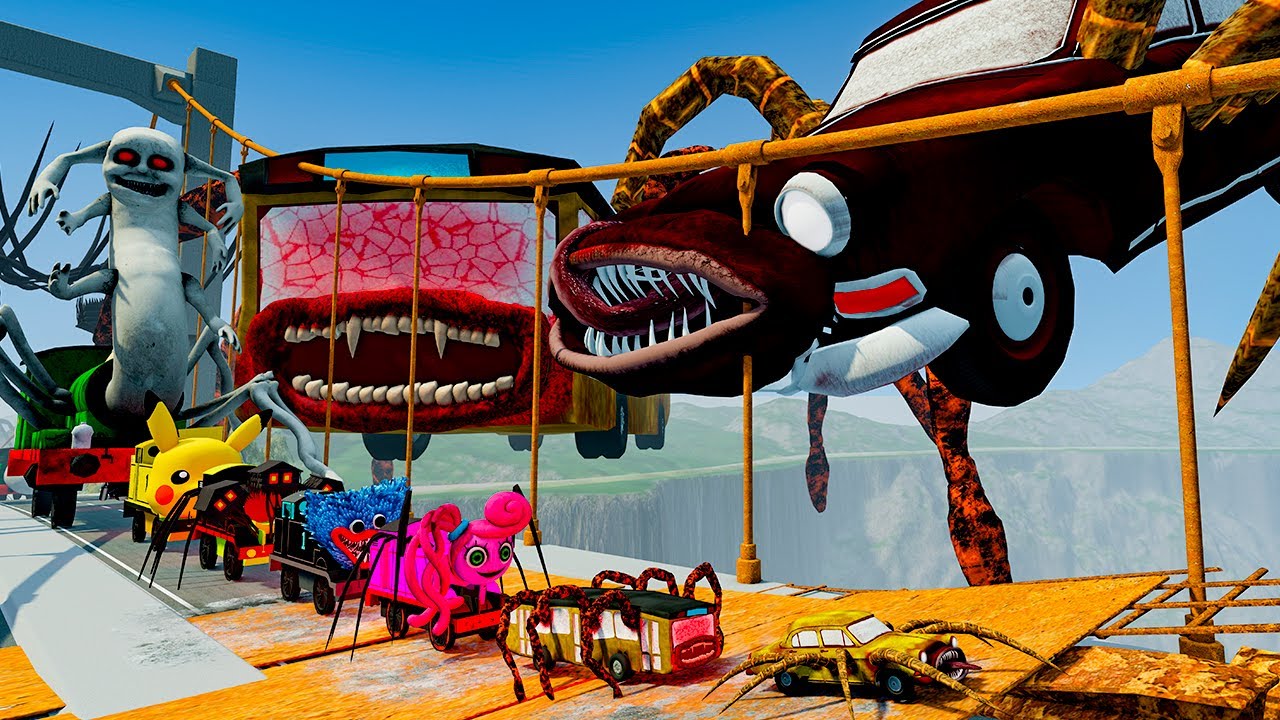 ALL MONSTERS Big & Small Cars vs Downhill Madness with SIREN HEAD | MEGA PACK #54 - BeamNG.Drive