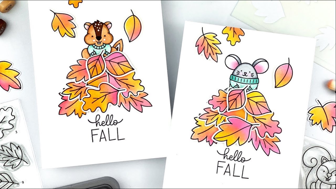 Fall Leaves Card with Pretty Pink Posh Stamps & Stencils