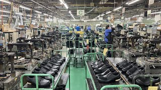 Process of massproducing safety shoes. wonderful Japan's shoe manufacturing factory