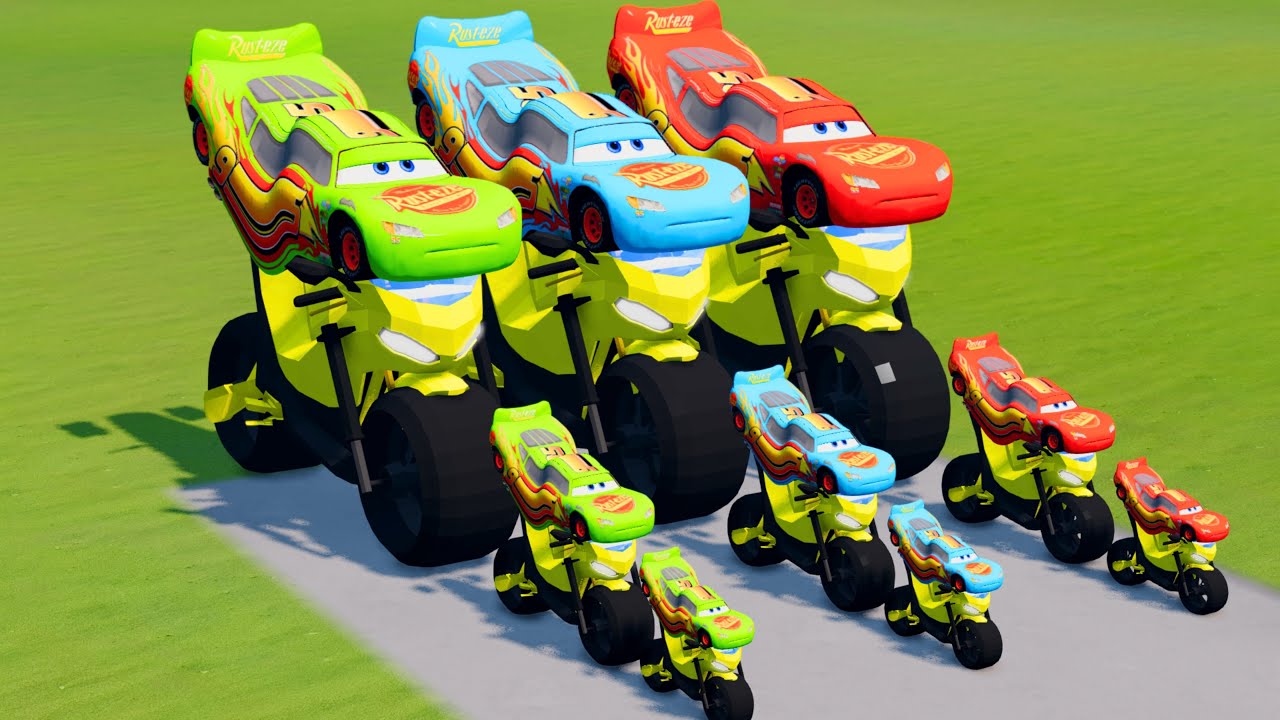 Big & Small McQueen On Bikes VS Train | BeamNG.drive