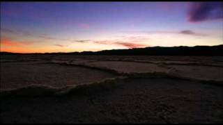 A fiery sunset in the desert