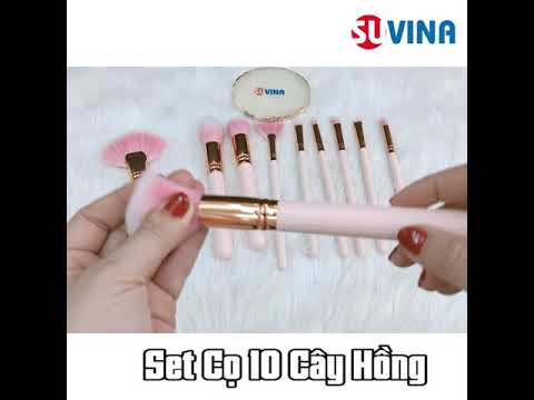 Set cọ 10 cây hồng, cọ trang điểm, cọ makeup, dụng cụ trang điểm - 0983258655