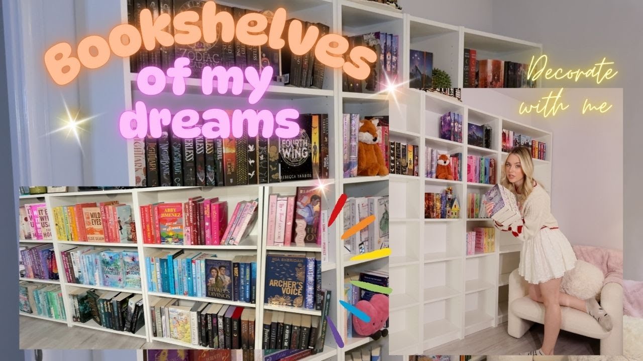 Build and Organize my new bookshelves with me!/ Bookshelf tour! - YouTube