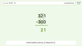 Long Subtraction Problem 3.21-3: Step-by-Step Video Solution