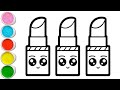 How to draw lipstick for Children toddler / makeup drawing easy