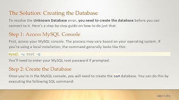 How to Resolve Unknown database 