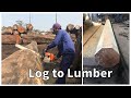 4K Video - Woodworking Extreme Dangerous: Logs to Lumber/One day working at a sawmill with big logs.