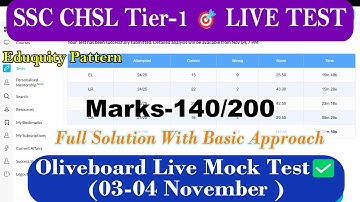 SSC CHSL TIER-1🎯|Oliveboard live mock Test✅(FULL SOLUTION)|Marks-140/200|SSC EXAM #ssc#chsl#ssccgl